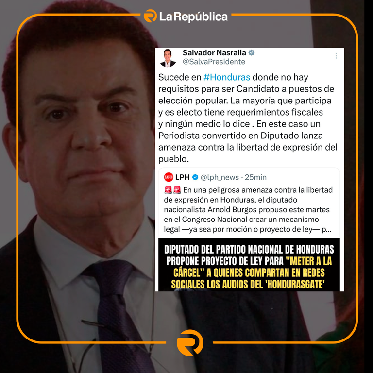 El excandidato presidencial Salvador Nasralla expresó su rechazo a una iniciativa atribuida al diputado nacionalista Arnold Burgos, que plan - Cover Image